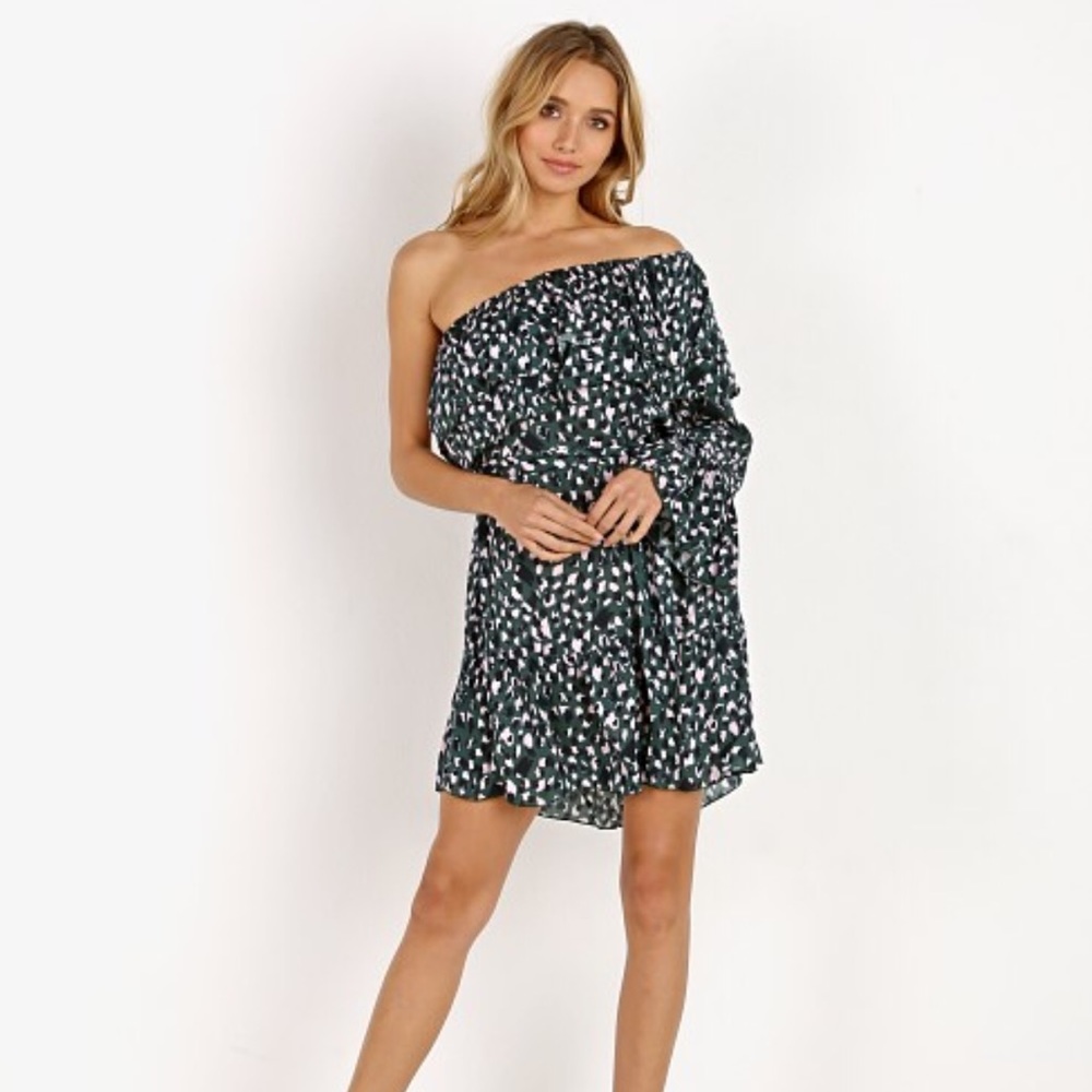 Suboo Foolish Leopard Print One Shoulder Dress